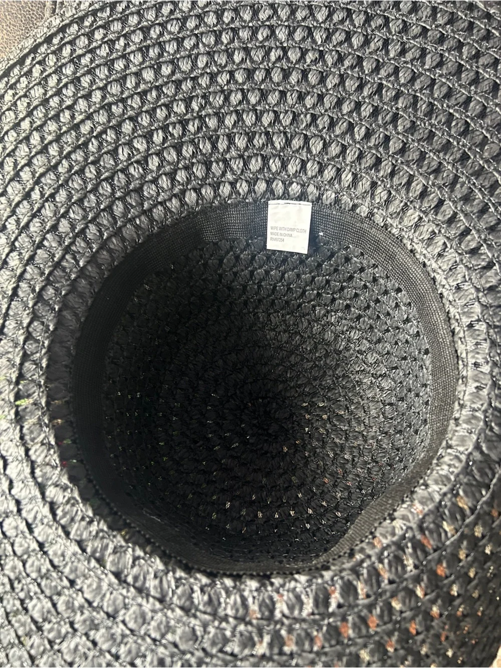 Black Wide-Brim Straw Sun Hat with Leopard Scarf